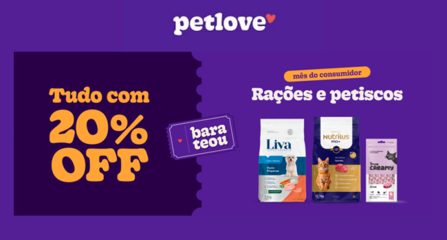 Petlove - Tudo com 20% OFF